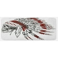 thumbnail image 1 of Tribal Kitchen Mat, Hand Drawn Feather Headdress with Human Skull Vintage Art, Plush Decorative Kitchen Mat with Non Slip Backing, 47" X 19", Burgundy Black White, by Ambesonne, 1 of 1