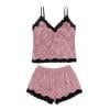

BIZIZA Women Pajama Sets V-Neck Shorts Solid Color Cami 2 Piece Loungewear Lingerie Sleepwear Underwear Pink L