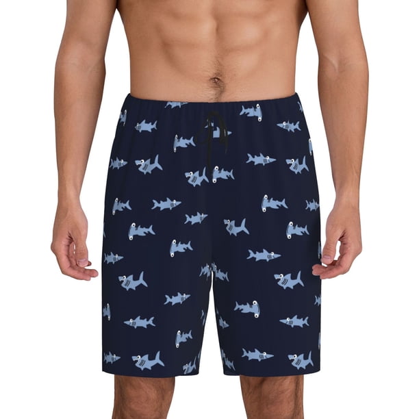 Fotbe Cute Shark Pantalones Cortos de Pijama para Hombre, Ropa de Dormir, Pantalones de Pijama Cortos para Hombre-Small