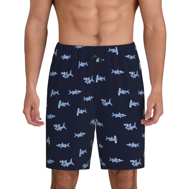 Fotbe Cute Shark Pantalones Cortos de Pijama para Hombre, Ropa de Dormir, Pantalones de Pijama Cortos para Hombre-XX-Large