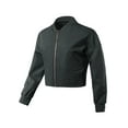 thumbnail image 2 of A2Y Women's Solid Heavy Siro Rayon Brushed Effect Bomber Jacket Charcoal L, 2 of 7