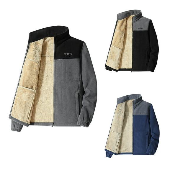 Brondbend Jackets for Men Mens Coats Mock Neck Long Sleeved Zipper Outerwear Multicolor Stylish Thick Jacket Loose Fit Outdoor Tops Black