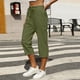 thumbnail image 1 of TaTaai Women's High Waist Linen Pants Elastic Drawstring Waistband with Decorative Ruffles Loose Straight Leg Cropped Length Casual Trousers Featuring Side Pockets Gift, 1 of 7