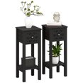 thumbnail image 1 of HOMCOM Nightstand Set of 2 with Drawer and Open Storage Shelf, Black, 1 of 10