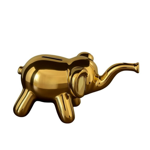 Ceramic Elephant Bank – Gold