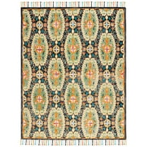 SAFAVIEH Blossom Signe Southwestern Wool Fringed Area Rug, Charcoal/Gold, 4' x 6'