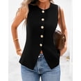thumbnail image 7 of BTFBM Summer Sleeveless Blazer Vest For Women Dressy Button Down Round Neck Business Casual Outfits Work Suit Vests Tops, 7 of 7