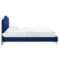 thumbnail image 5 of Full Size Platform Bed Navy Blue Velvet Camelback Tufted Headboard, 5 of 7