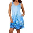 thumbnail image 3 of Vestido de verano Bluetime 2025 Boho sin mangas con bolsillos azul, 3 of 6