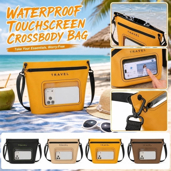 Waterproof Bag, Small Dry Bag Waterproof, Waterproof Crossbody Bag, Travel Essentials, 10X8.5X8 in Transparent Window Waterproof Storage Pouch with Detachable Crossbody Strap for
