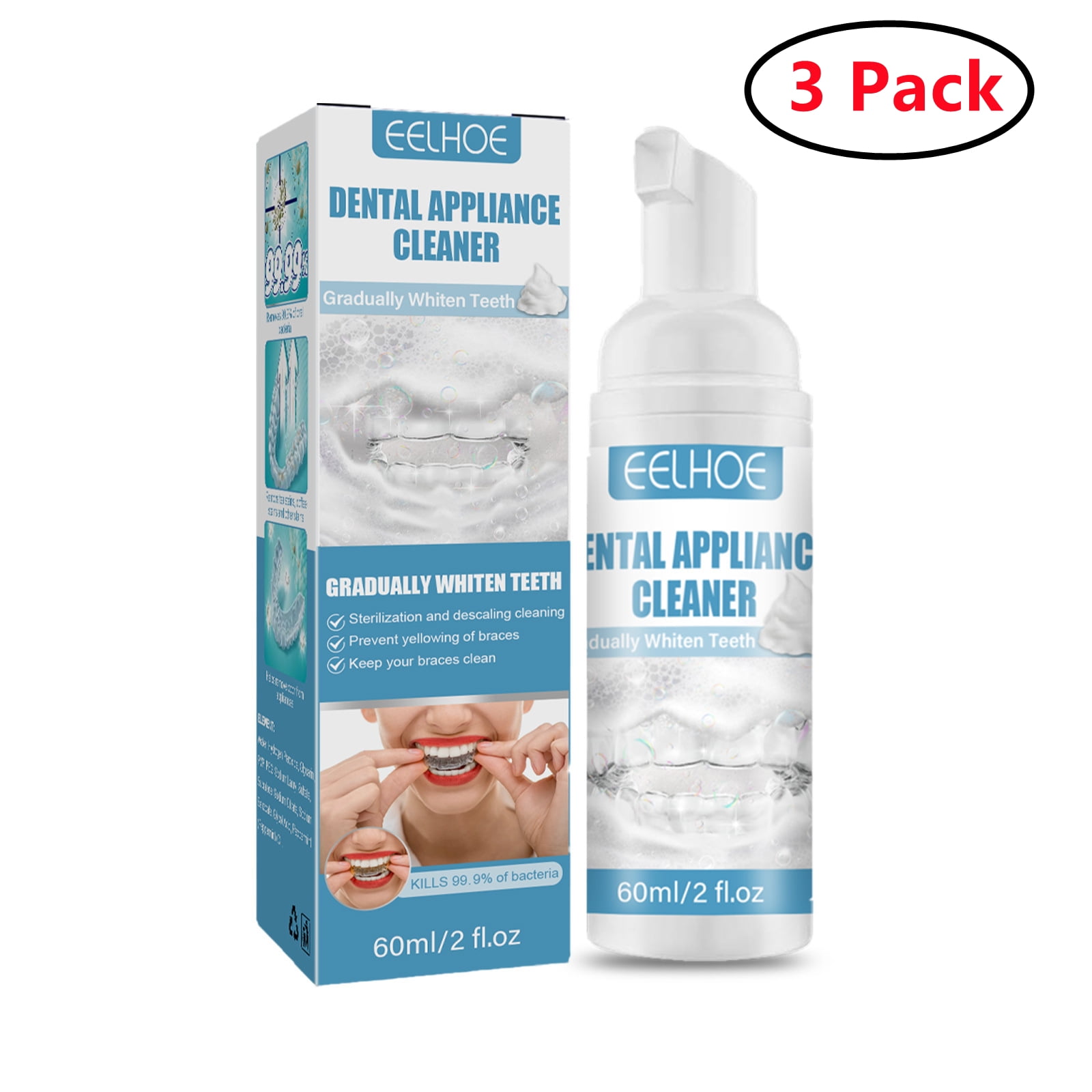 3 Pack Denture/Retainer Cleaning to Remove Stains, Buildups for all