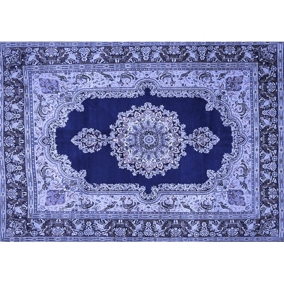 Ahgly Company Indoor Rectangle Medallion Blue Traditional Area Rugs, 3' x 5'