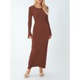 thumbnail image 1 of xiaxaixu Robe en Tricot pour Femmes, Manches Longues Élégantes Col Rond Côtelé Robe Longue d'Automne Mode Urbaine, 1 of 9
