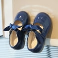 thumbnail image 2 of Splozh Toddler Girl Dress Shoes Summer and Spring Girls Boots Cute Flat Solid Color Round Head Ribbon Bow Hook Loop Blue,2-2.5 Years, 2 of 3