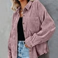 thumbnail image 6 of LowProfile Button Down Shirts for Women Casual Long Sleeve Corduroy Shirt Oversized Warm Jacket With Pockets Blouse Tops Pink 2XL, 6 of 7