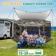 thumbnail image 6 of COBIZI 12x12ft Pop up Gazebo Screen House Tent for Camping, 6-Sided Outdoor Canopy Tent with Removable Roof&Sidewalls, Portable Hub Tent with Carrying Bag and Ground Stakes, Brown(Upgraded), 6 of 12