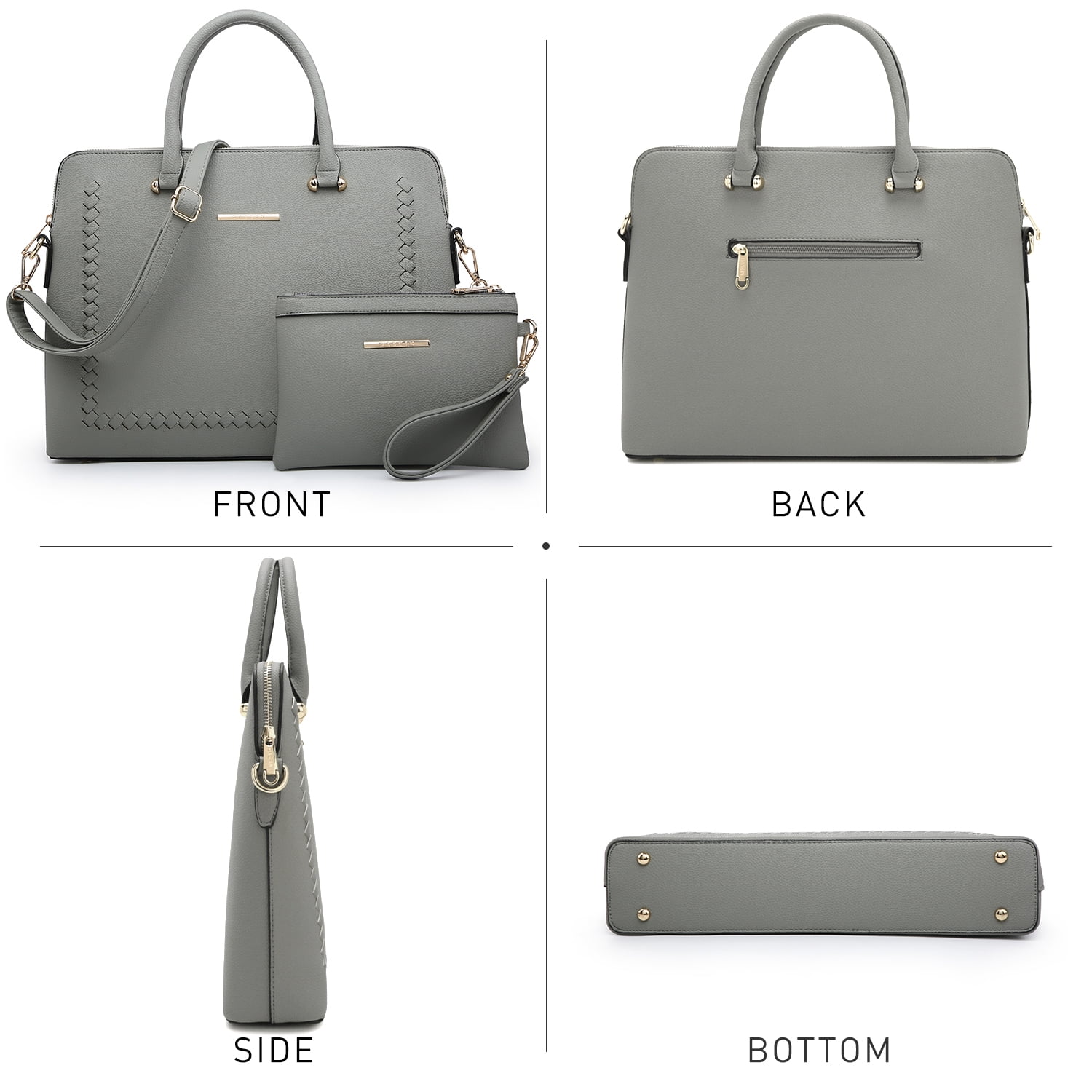 Dasein Women Handbags 2 Pcs Satchel Purse Top Handle Briefcase Work Bag for 14 in Laptop
