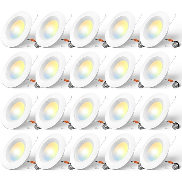 Amico Éclairage Encastré LED 5/6 Pouce 5CCT 20 Pack, Dimmable, Classé IC, 12.5W=100W, 950LM avec Garniture à Chicane, 2700K/3000K/4000K/5000K/6000K S