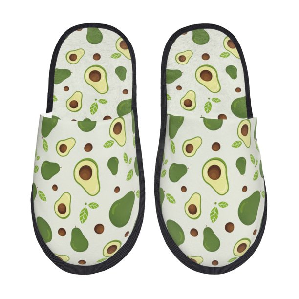 Fotbe Green Avocado Pantuflas Peludas para Mujer con Estampado, Zapatillas de Peluche, Zapatos de Invierno para Casa, Uso Interior y Exterior-Medium