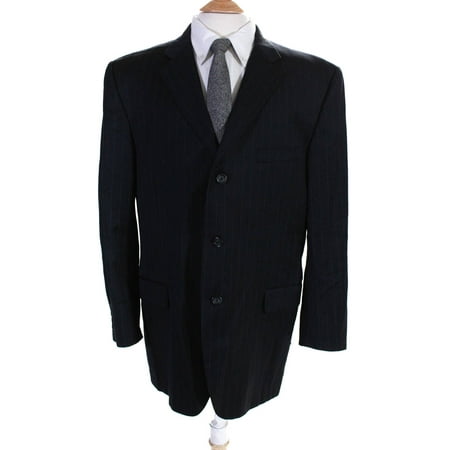 Pre-owned|Burberry London Mens Pinstripe Three Button Blazer Navy Blue Wool Size 46