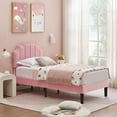 thumbnail image 4 of VECELO Twin Upholstered Platform Bed Frame with Tufted Adjustable Headboard/Mattress Foundation/Wood Slat Support,Easy Assembly,Pink, 4 of 6
