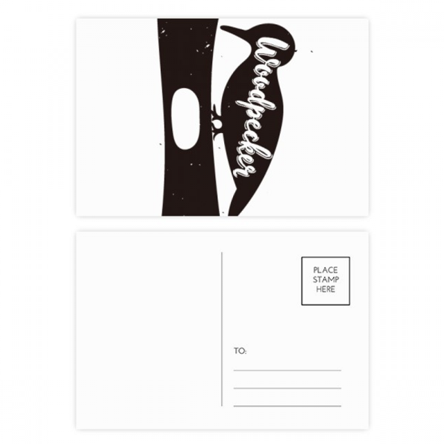 Woodpecker Black And White Animal Postcard Set Birthday Mailing Thanks Greeting Card