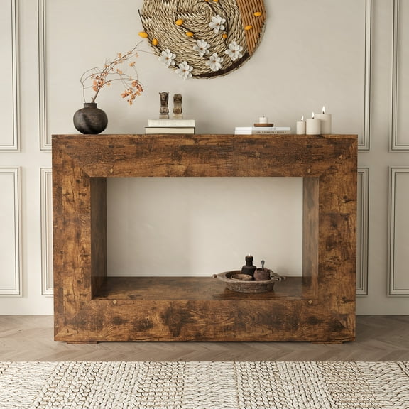 MINESTIA  47" Farmhouse Console Table, Narrow Entryway Table, Wooden Sofa Table with Storage for Hallway, Living Room, Entrance