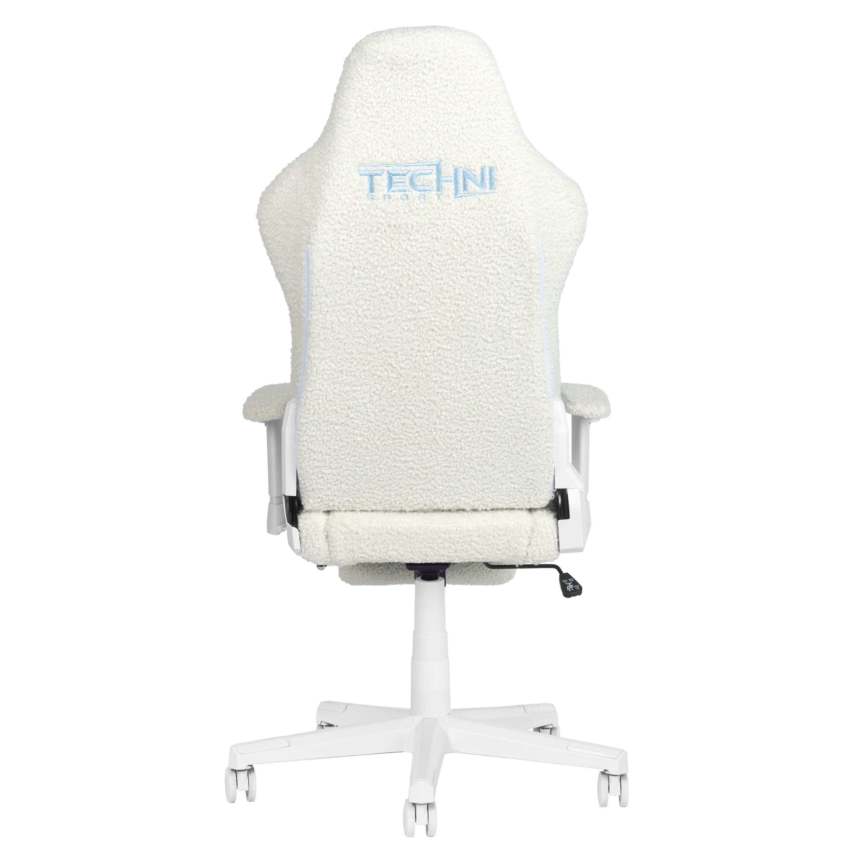 Techni Sport White Bunny Gaming Chair – Bouclé Fabric, Lumbar Pillow, Footrest, Headrest Pillow, Adjustable