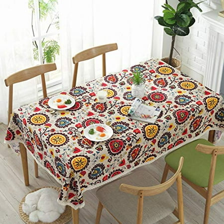 

Bringsine Vintage Tablecloth Linen Rectangle Washable Dinner Picnic Table Cloth Assorted Size(Square 55 x 55 Inch)