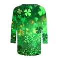 thumbnail image 5 of T-Shirt à Col Rond Imprimé de la Saint-Patrick pour Femmes, Manches Trois Quarts 3/4, Coupe Ample, 5 of 5