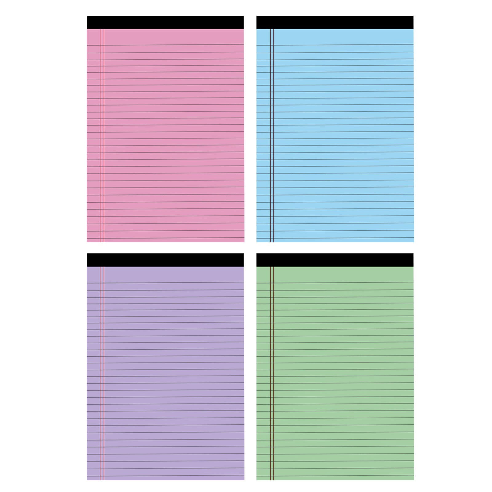Colored Legal Writing Wide Ruled 50 Sheets Per Notepad Perforated ...
