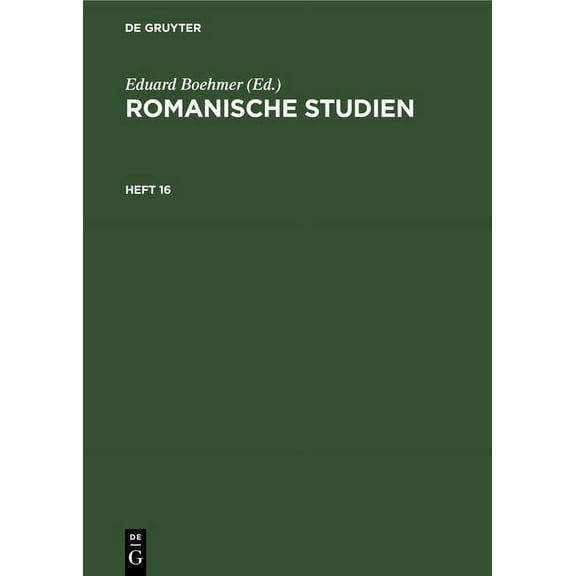 Romanische Studien. Heft 16, (Hardcover)