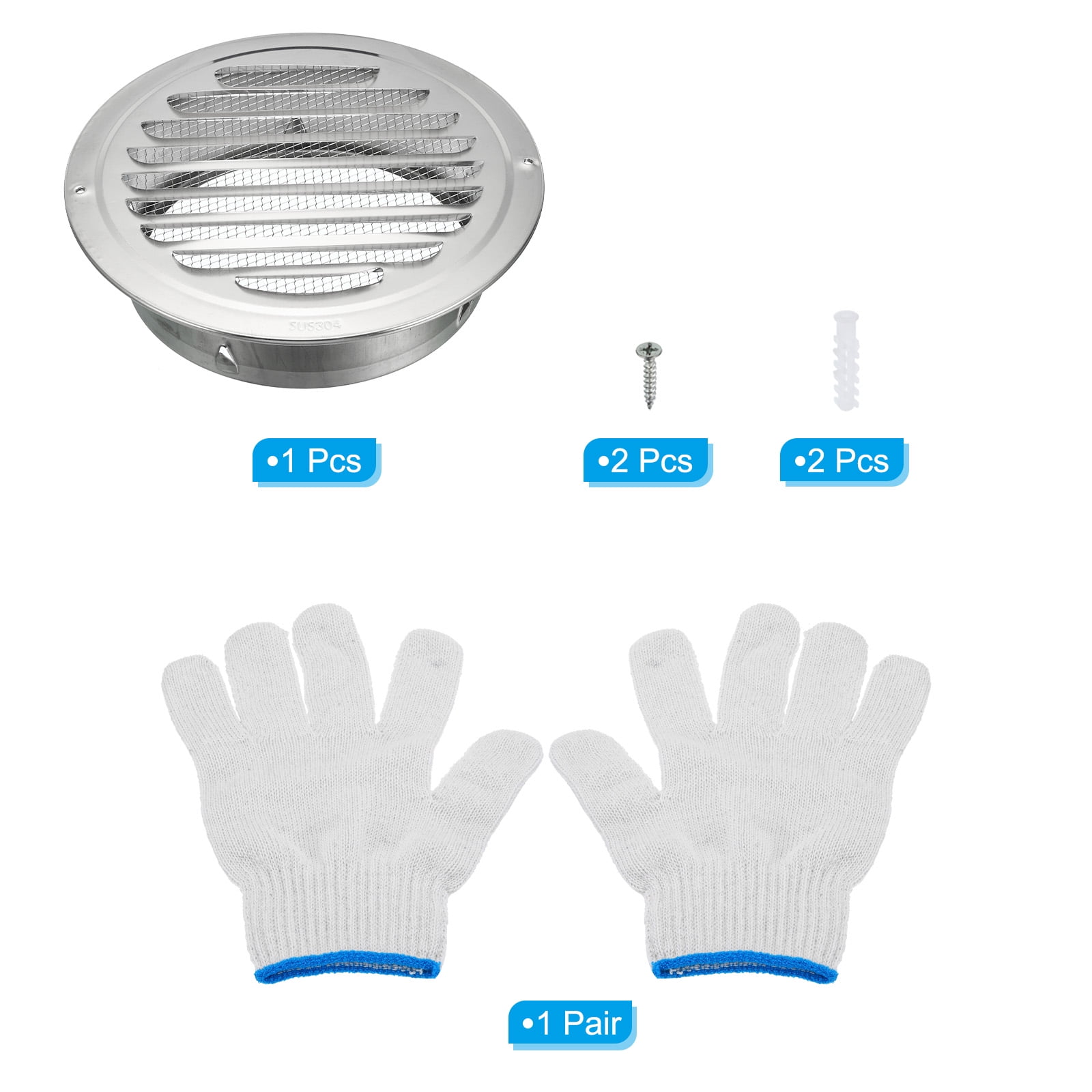Uxcell 7" Round Soffit Air Vents, 304 Stainless Steel Louver Grille Vent Cover Mesh Air Outlet for Kitchen Bathroom