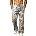 thumbnail image 2 of Mens Camo Sweatpants Wide Leg Baggy Track Pants Elastic Drawstring Waist Hunting Daily Casual Pants Light Gray 3XL, 2 of 7