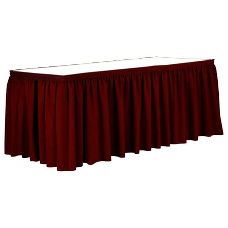 

Bennium 17 ft. Shirred Pleat Polyester Table Skirt - 42 Bar Height Cherry Red