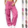 thumbnail image 1 of Qingpeng Plus Size Loose Cargo Pants for Women Wide Leg Drawstring Parachute Pants with Pockets Casual Lightweight Sweatpants, 1 of 6