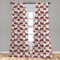 thumbnail image 5 of Ambesonne Flamingo Curtains, Floral Birds Hand Drawing, Pair of 28"x63", Red Coral Sea Green, 5 of 5