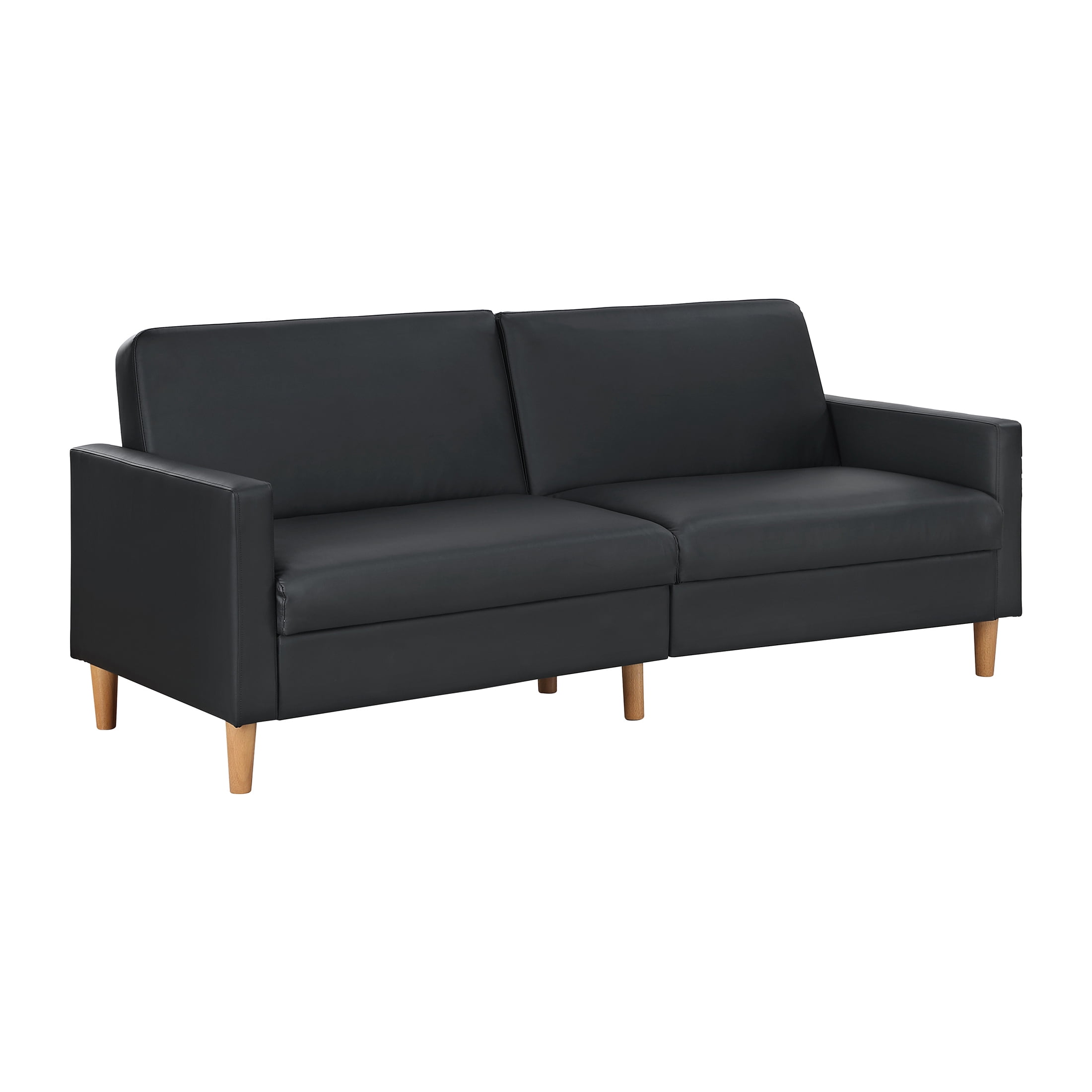 OakvillePark Cedarsong Faux Leather Convertible Sofa Bed, Black