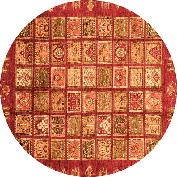 Ahgly Company Indoor Round Abstract Orange Modern Area Rugs, 5' Round