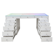 Impressions Vanity SlayStation Lumina Pro 2.0 Vanity Table with RGB Light, Clear View Glass TableTop