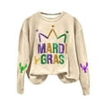 thumbnail image 4 of Tweang Plus Mardi Gras Long Sleeve Shirt for Women Mardi Gras Blouse Mardi Gras Clothing Women's Mardi Gras Mask Graphic Shirts Half Zip Sweatshirt Women Carnival Mardi Gras Sequin Shirt Khaki L, 4 of 4