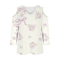 thumbnail image 4 of ZDNIXIAN Womens Tops 3/4 Sleeve V Neck Casual Loose Blouse, Spring Summer Fashion Cutout Shoulder Tunic Shirts, 4 of 5