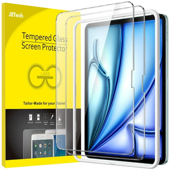 JETech Screen Protector for iPad Air 11-Inch M3/M2 (2025/2024) with Easy Installation Frame, Tempered Glass Film, HD Clear, 2-Pack
