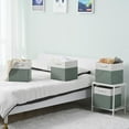 thumbnail image 3 of 13 x 13 Inch Fine Linen Storage Bins with Handles，Fabric Cube Boxs，Collapsible Basket Organizers for Shelves for Home, Closet Drawers (White/Green-4 Pack ), 3 of 7