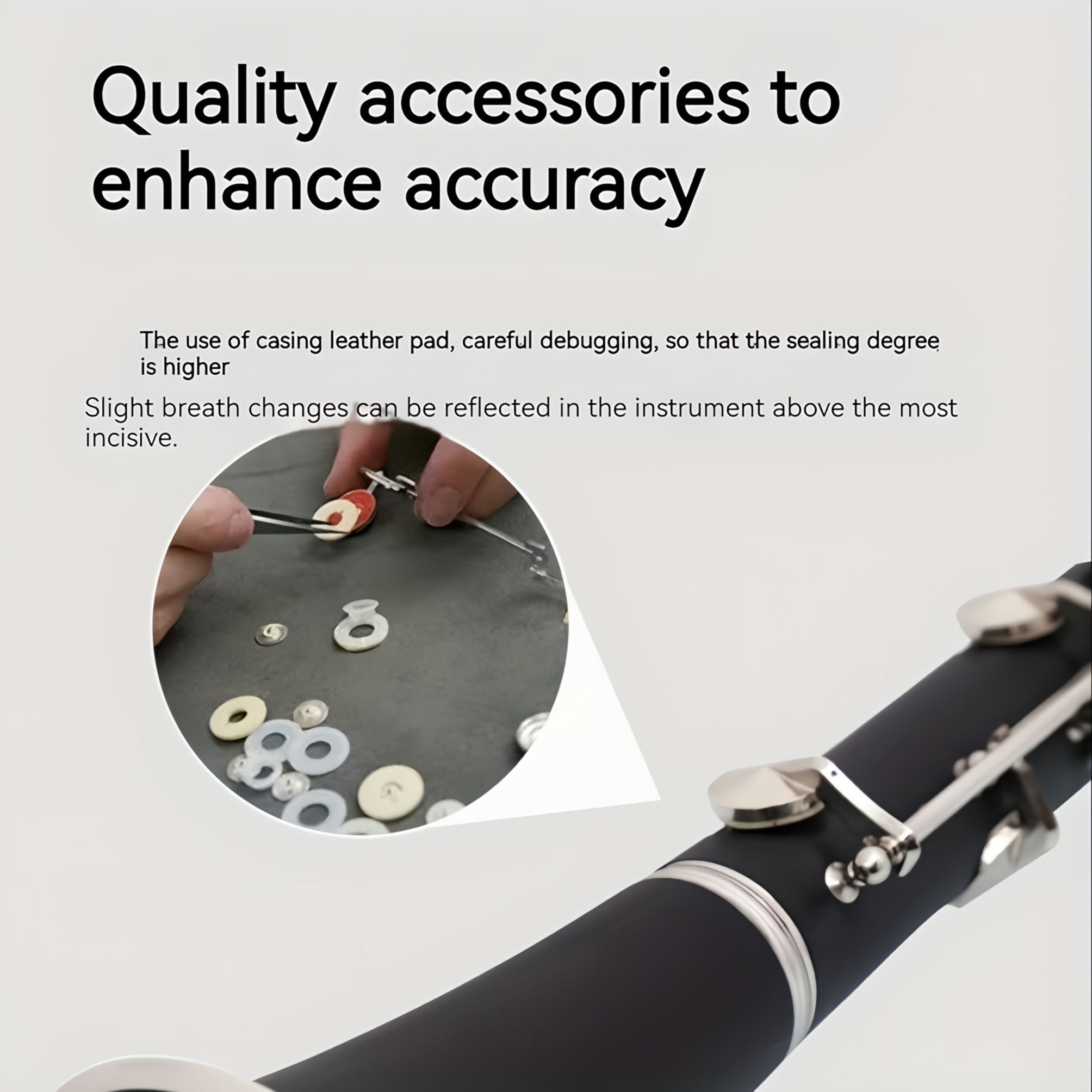 HOGSN clarinet in B flat，beginner's performance, professional playing instrument with box, cleaning kit.