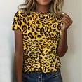 thumbnail image 2 of UANWENN T-Shirt à Col Rond Décontracté pour Femmes, Classique Polyvalent, Quotidien, à Manches Courtes, Uni, à Rayures, Léopard Camouflage, à Blocs de Couleur, 2 T-Shirts Superposables pour Femmes, Paquet Court, Vêtement, Chemise, Jolis Hauts pour Femmes Été, 2 of 5