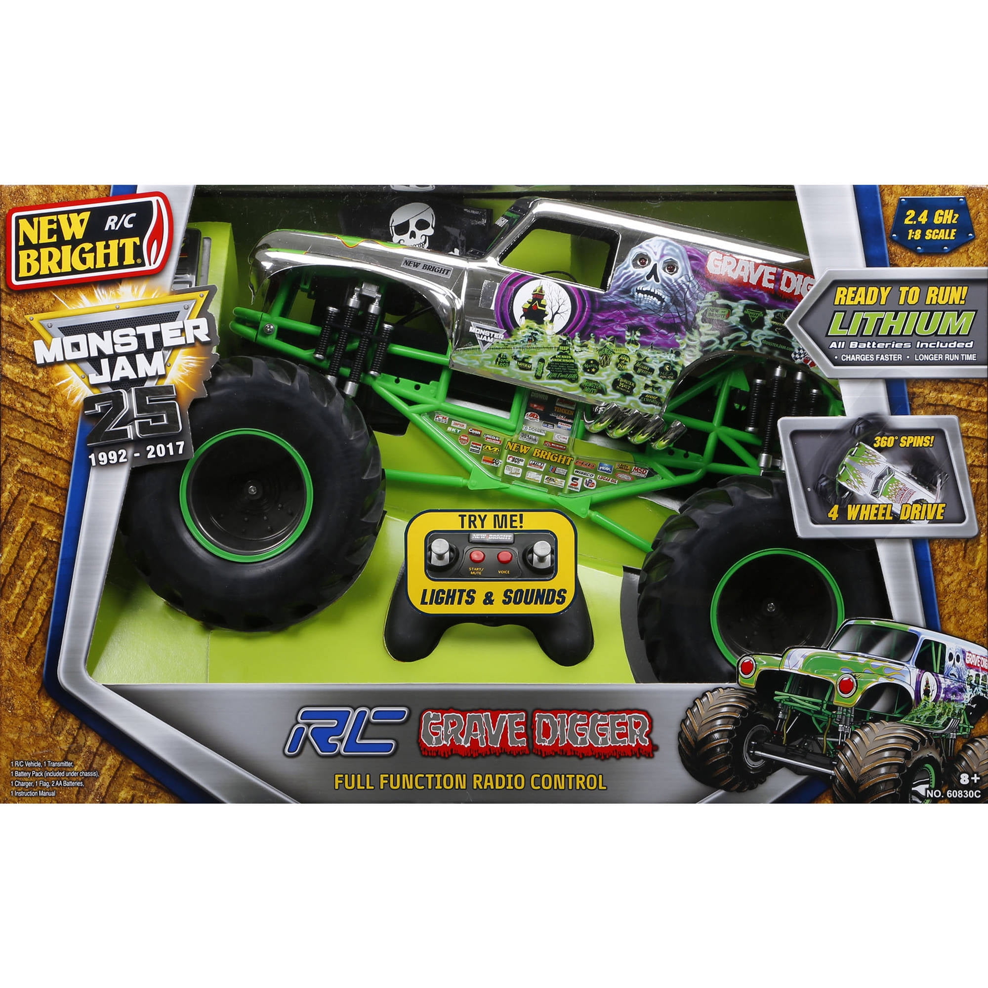 12.8-Volt 1:8 Monster Jam Grave Digger 