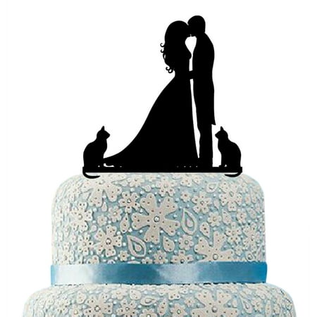 Buythrow Unique Wedding Cake Topper With Cat Silhouette Groom