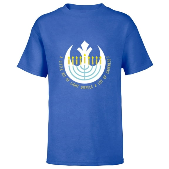 Star Wars Hanukkah Menorah Rebel Alliance A Little Light - Short Sleeve T-Shirt for Kids - Customized-Royal