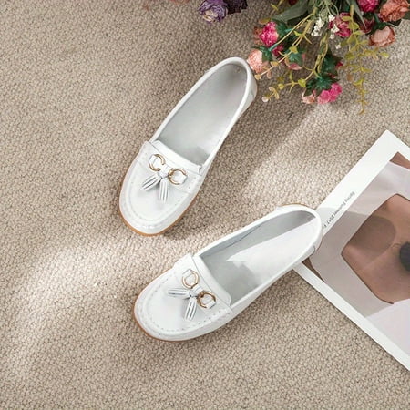

Women s Outdoor Shoes Bowknot Decor Loafers Versatile & Lightweight Casual Faux Leather Solid Color Slip On Shoes